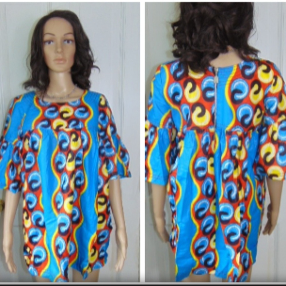 Brand New Ankara top with bell sleeves-size 14-16
